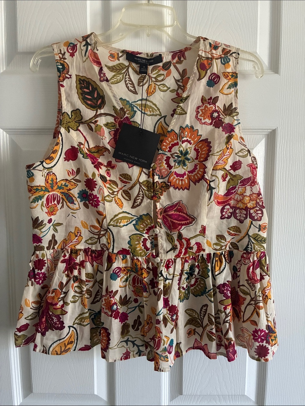 Marc New York Floral Sleeveless Peplum Top Size M NWT